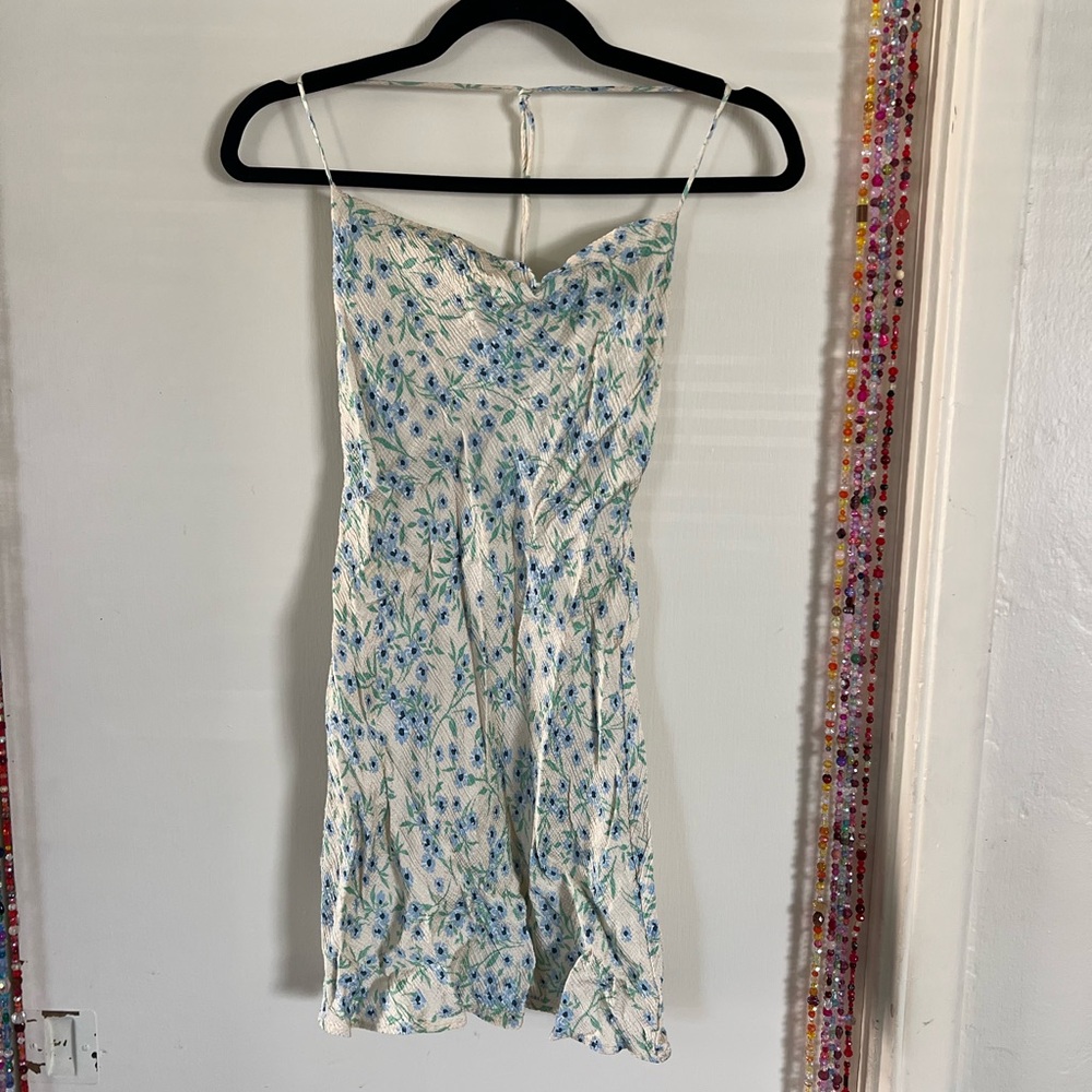 Zara White and Blue Floral Dress